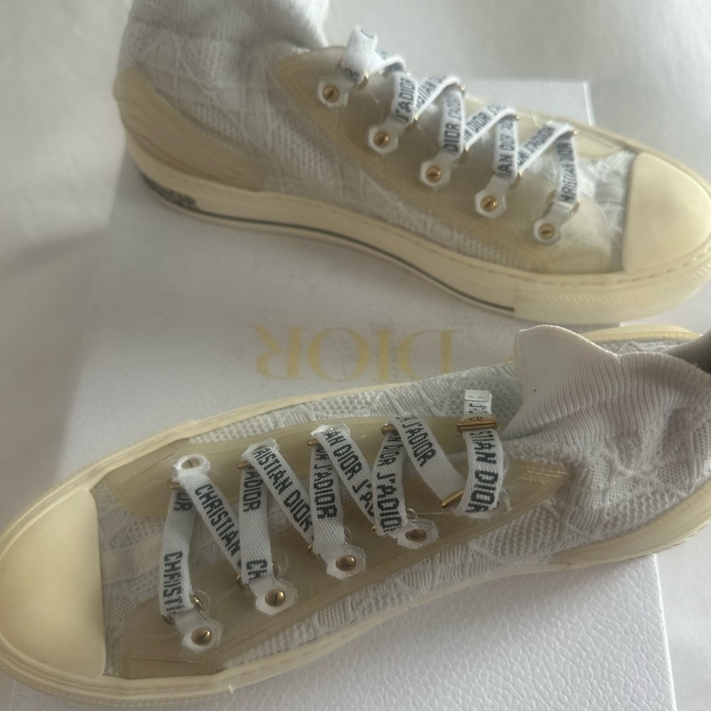 Dior White and Cream High-Top Sneakers